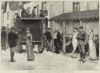 Schizzi in Scozia, arrivo della carrozza al Fife Arms, Braemar